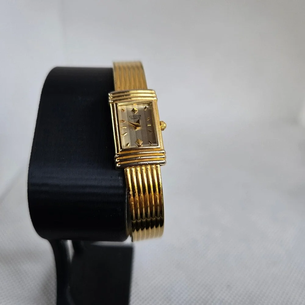 Citizen Quartz Ladies Watch 5421-N69897 Rectangular Gold Tone Bangle 5.5